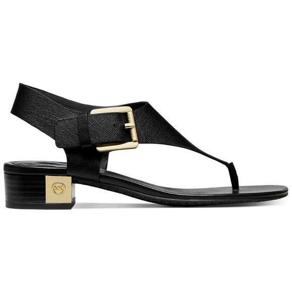 Michael Kors London T-Strap Thong Black Sandals 6 - Picture 2 of 3